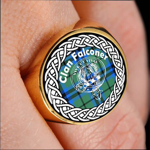 Image of Falconer Crest Clan Tartan Ring Scottish