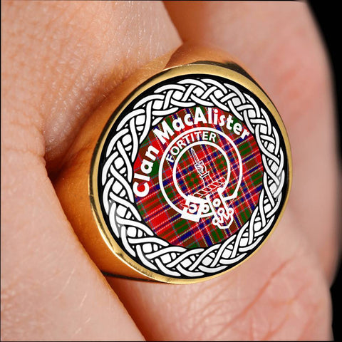 Image of MacAlister Crest Clan Tartan Ring Scottish