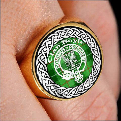 Image of Boyle Crest Clan Tartan Ring Scottish