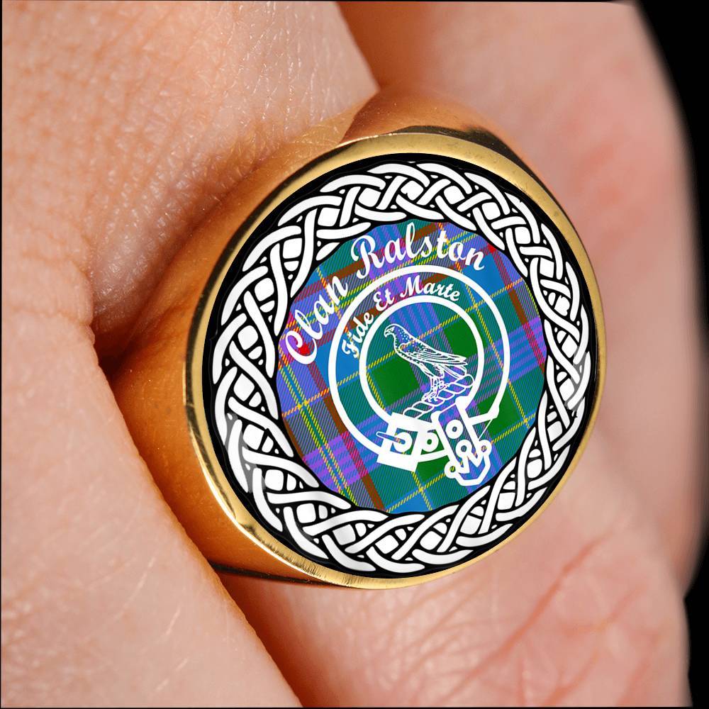 Ralston Crest Clan Tartan Ring Scottish