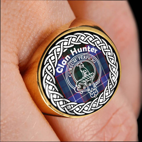 Image of Hunter Crest Clan Tartan Ring Scottish
