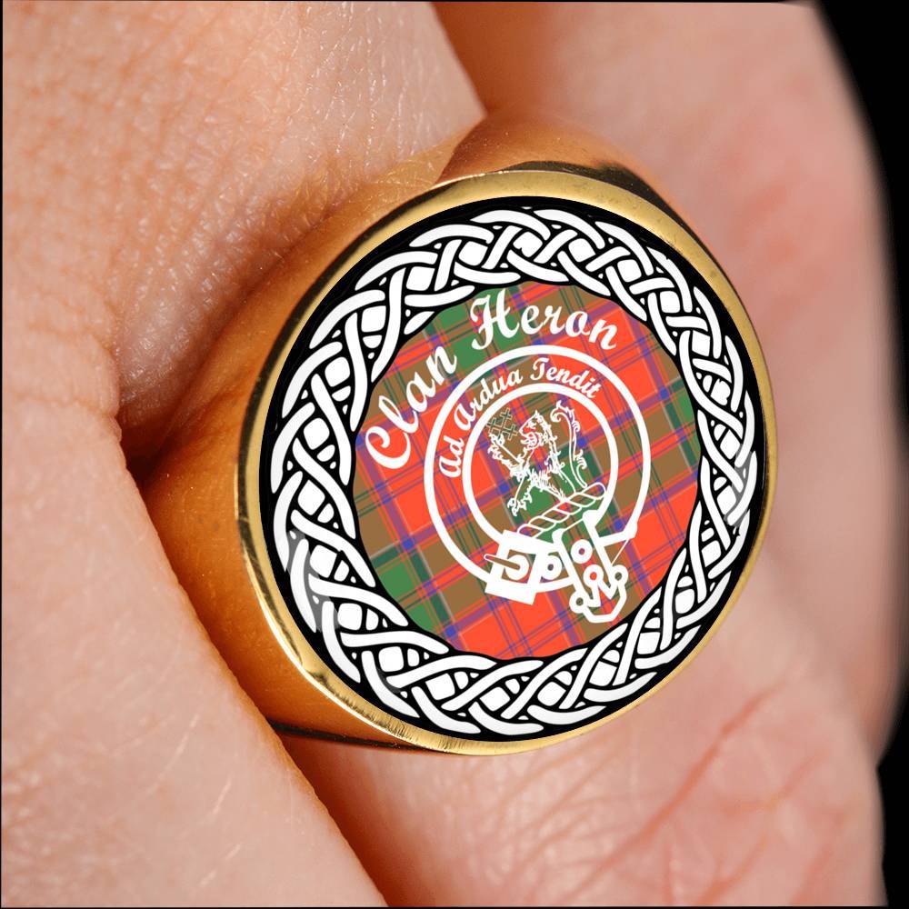 Heron Crest Clan Tartan Ring Scottish