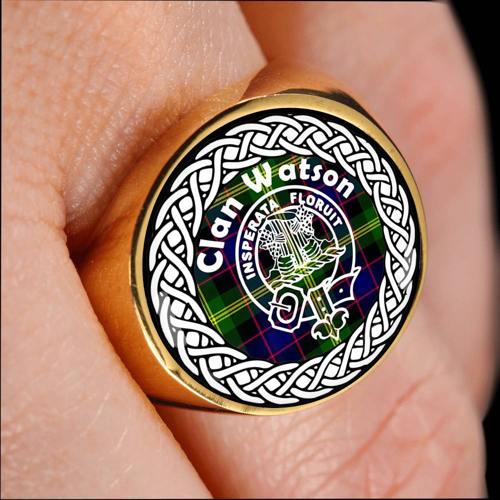 Watson Crest Clan Tartan Ring Scottish