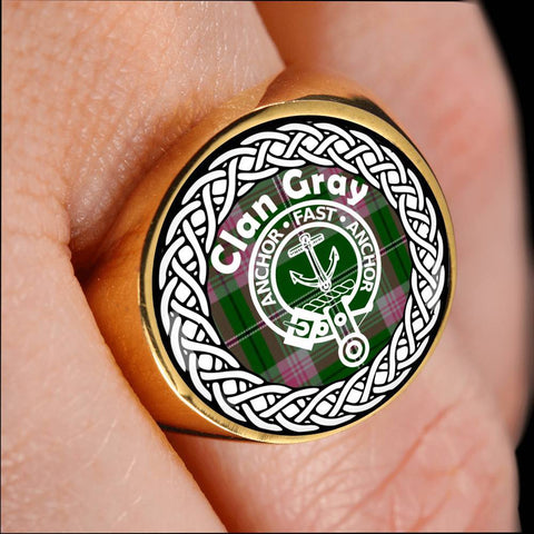 Image of Gray Crest Clan Tartan Ring Scottish
