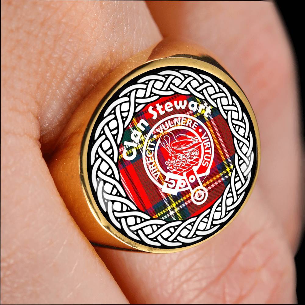 Stewart Crest Clan Tartan Ring Scottish