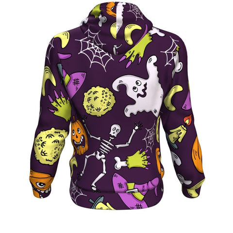 Image of Cute Ghost With Halloween Hoodie Over Print - shirtskishirt