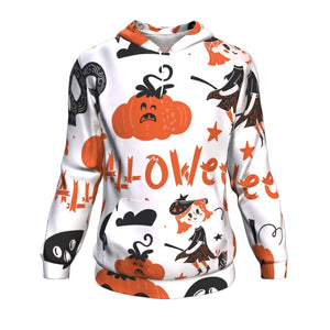 Ghost, Cat, Skulls, Bats With Halloween Hoodie Over Print - shirtskishirt