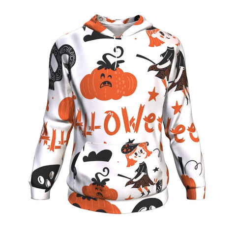 Image of Ghost, Cat, Skulls, Bats With Halloween Hoodie Over Print - shirtskishirt