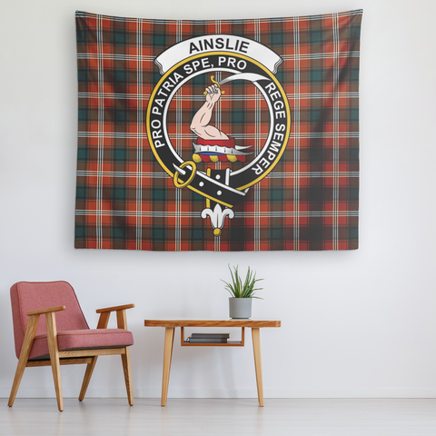 Image of Wall Tapestry Ainslie Tartan Clan Badge Scottish - shirtskishirt