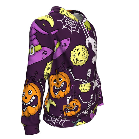 Image of Cute Ghost With Halloween Hoodie Over Print - shirtskishirt