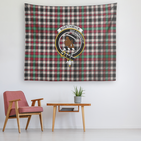 Image of Wall Tapestry Borthwick Ancient Tartan Clan Badge Scottish