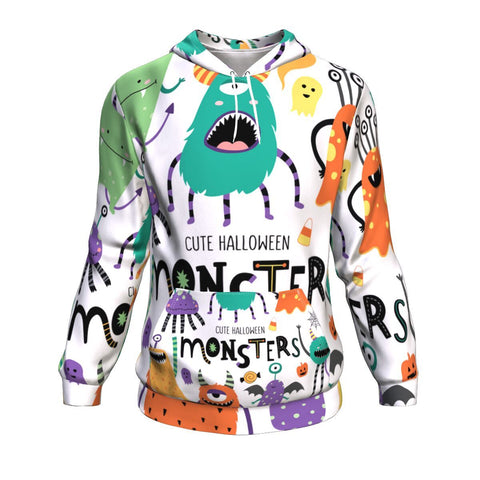 Image of Cute Scary Halloween Monsters Halloween Hoodie Over Print - shirtskishirt