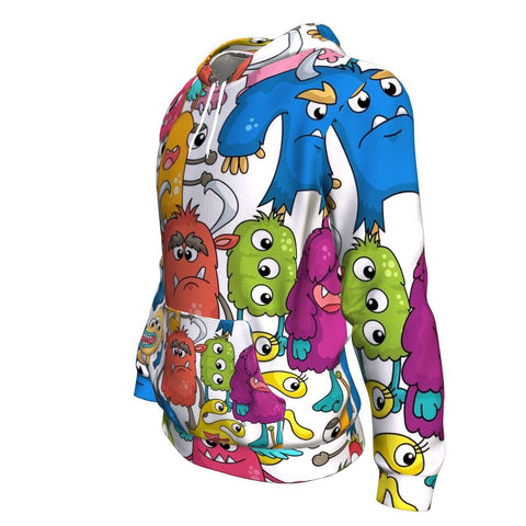 Image of Cartoon Monsters Funny Halloween Hoodie Over Print - shirtskishirt