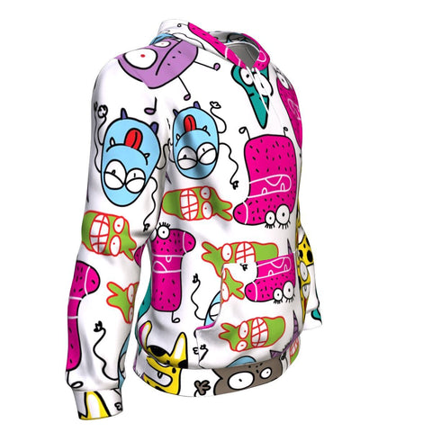 Image of Cute Doodles Monsters Halloween Hoodie Over Print - shirtskishirt