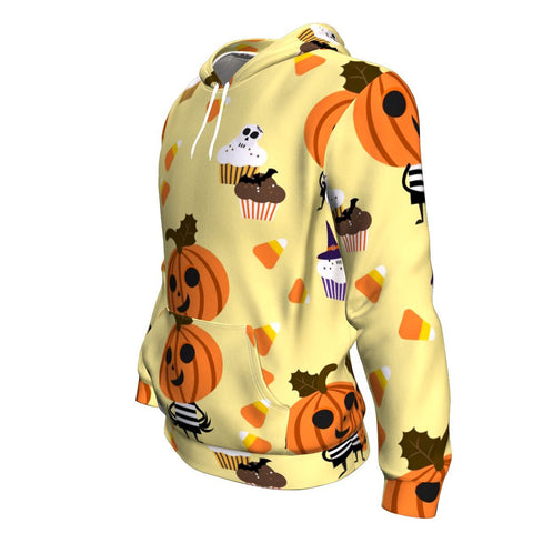 Image of Cute Cartoon Candy Sweet In Halloween Hoodie Over Print - shirtskishirt