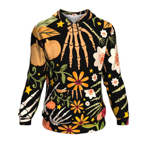 Halloween With Bones And Floral Elements Halloween Hoodie Over Print - shirtskishirt