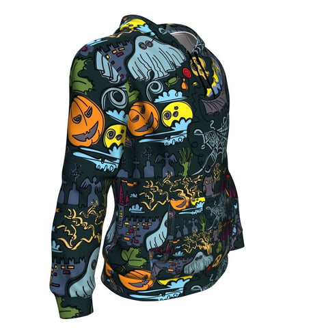 Image of Doole Bats And Pumpkin Halloween Hoodie Over Print - shirtskishirt