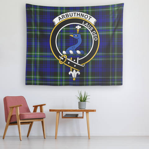 Image of Wall Tapestry Arbuthnot Hunting Tartan Clan Badge Scottish - shirtskishirt