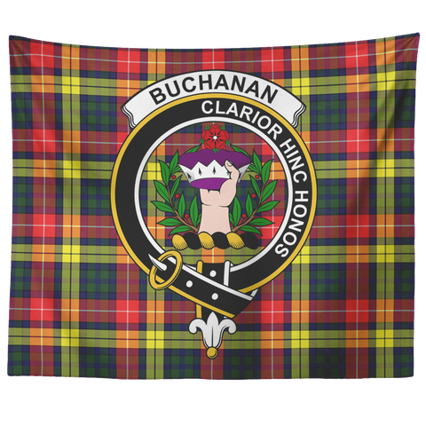 Image of Wall Tapestry Buchanan Modern Tartan Clan Badge Scottish