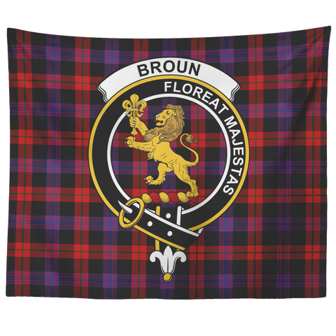 Image of Wall Tapestry Brown Modern Tartan Clan Badge Scottish