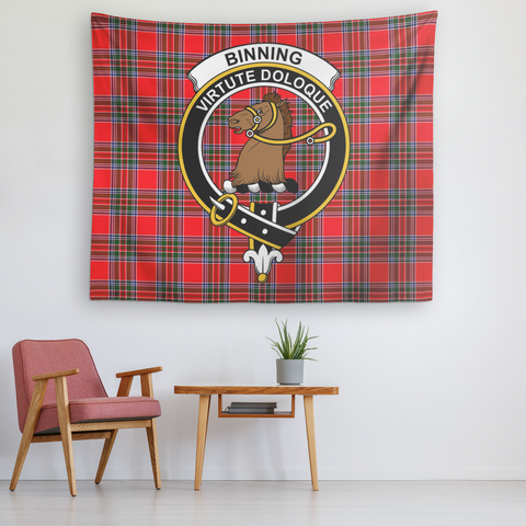 Image of Wall Tapestry Binning Tartan Clan Badge Scottish - shirtskishirt