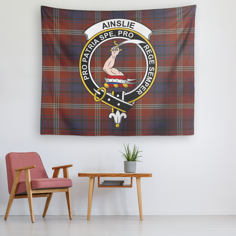 Image of Wall Tapestry Ainslie Ancient Tartan Clan Badge Scottish - shirtskishirt