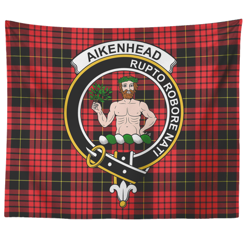 Image of Wall Tapestry Aikenhead Tartan Clan Badge Scottish - shirtskishirt