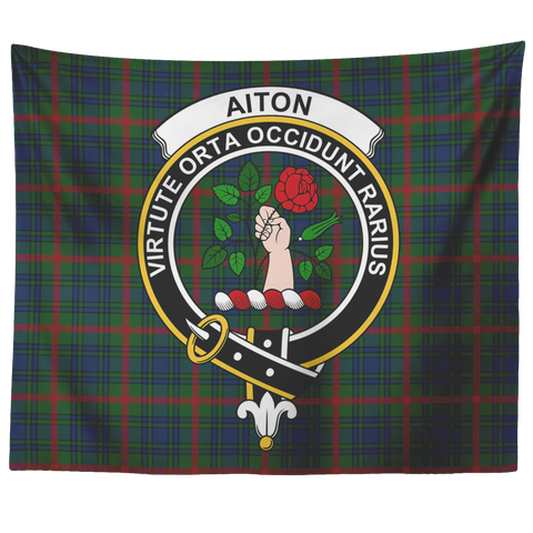 Image of Wall Tapestry Aiton Tartan Clan Badge Scottish - shirtskishirt