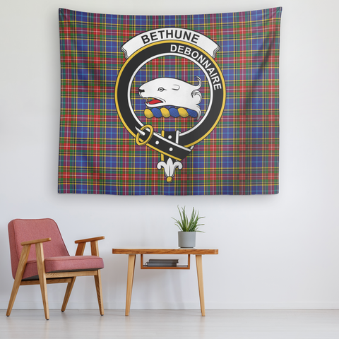 Image of Wall Tapestry Bethune Tartan Clan Badge Scottish - shirtskishirt