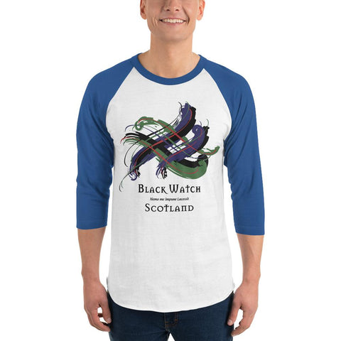 Image of Clan Black Watch Tartan Sottish Sleeve Baseball Tee