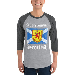 Abercrombie Scottish Sleeve Baseball Tee Coat Arms Lion Flag