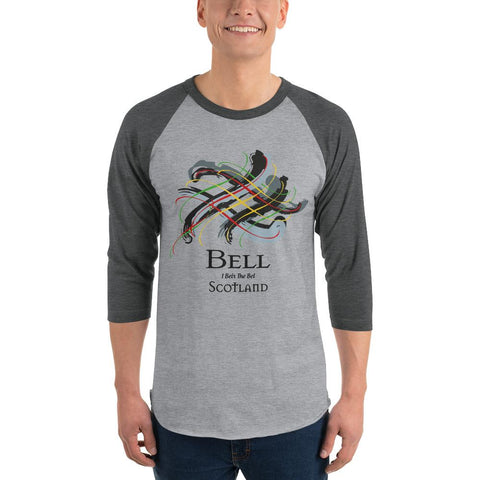 Image of Clan Bell Tartan Scottish Sleeve Baseball Tee