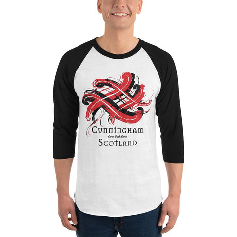 Image of Clan Cunningham Tartan Scottish Sleeve Baseball Tee