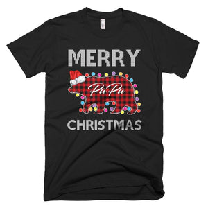 Papa Bear Plaid Tartan Matching Christmas T-Shirt Ugly Xmas