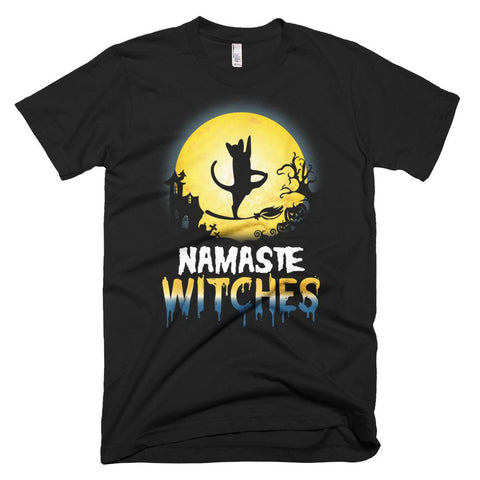 Image of Namaste Witches Cat Yoga Costume Gift Halloween T-Shirt