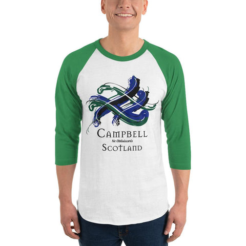 Image of Clan Campbell Tartan Scottish Sleeve Baseball Tee