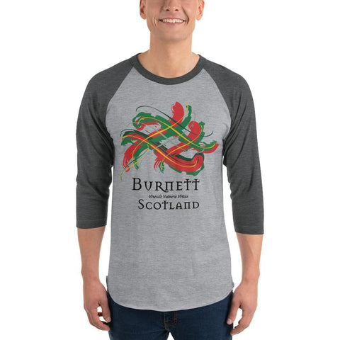 Image of Clan Burnett Tartan Scottish Sleeve Baseball Tee