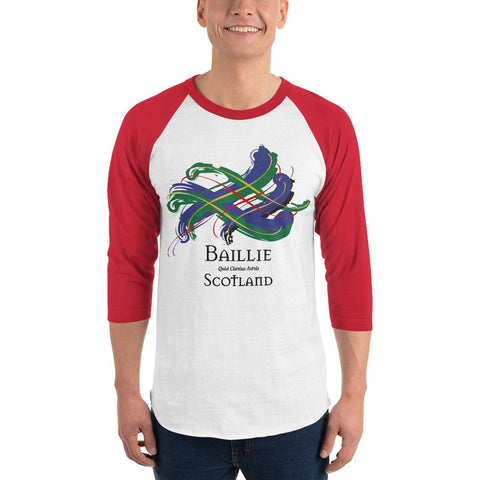 Image of Clan Baillie Tartan Scottish Sleeve Baseball Tee