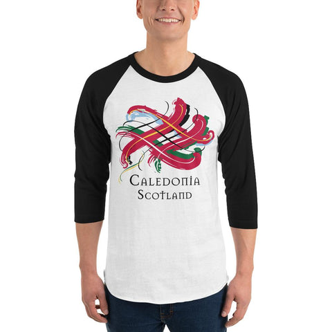 Image of Clan Caledonia Tartan Scottish Sleeve Baseball Tee