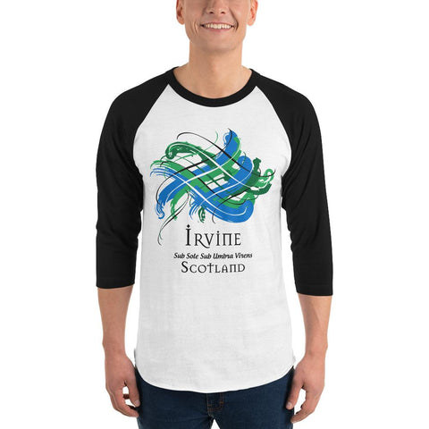 Image of Clan Irvine Classic Tartan Scottish Sleeve Baseball Tee