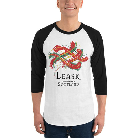 Image of Clan Leask Tartan Scottish Sleeve Baseball Tee