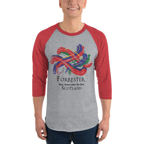 Image of Clan Forrester Tartan Scottish Sleeve Baseball Tee