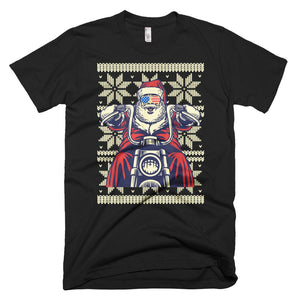 SANTA ON MOTORCYCLE Xmas Funny Ugly Gift Christmas T-Shirt