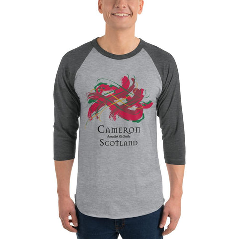 Image of Clan Cameron Tartan Scottish Sleeve Baseball Tee