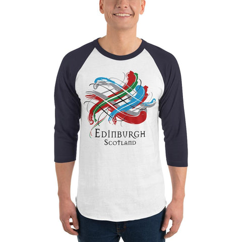 Image of Clan Edinburgh Scotland Tartan Scottish Sleeve Baseball Tee