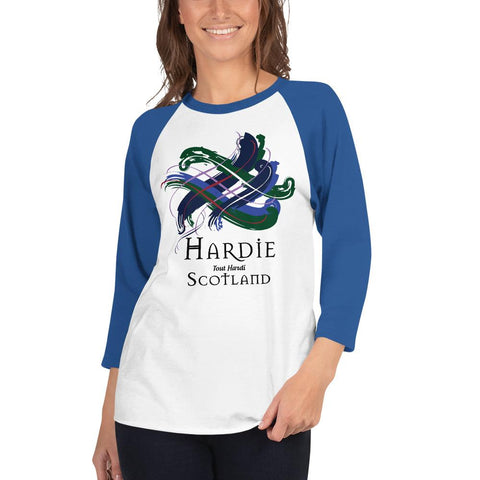 Image of Clan Hardie Tartan Scottish Sleeve Baseball Tee