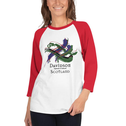 Image of Clan Davidson Tartan Scottish Sleeve Baseball Tee