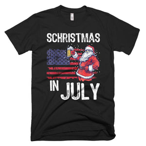 Xmas In July Flag USA Santa Drink Beer Christmas T-Shirt