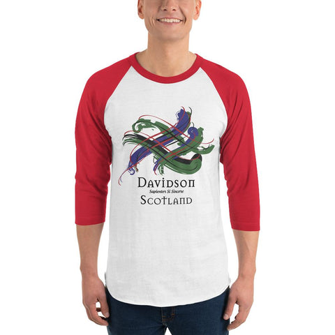 Image of Clan Davidson Tartan Scottish Sleeve Baseball Tee