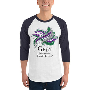 Clan Gray Tartan Scottish Sleeve Baseball Tee